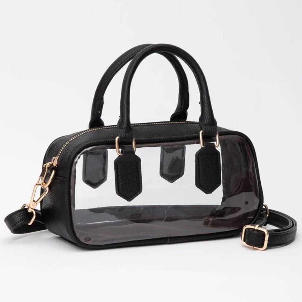 NWT Black Clear Stadium Approved Top Handle Crossbody Transparent Bag
